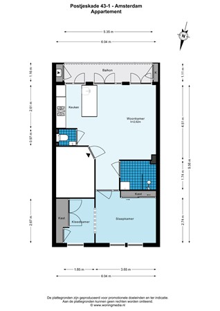 Floor plan - Postjeskade 43-1, 1058 DG Amsterdam 